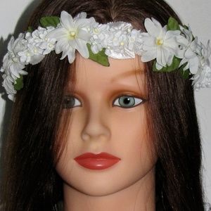 Handmade White Flower Crown - Wedding/Photo Props